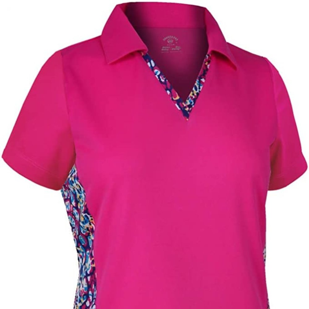 Monterey Club Women's Pink Contrast Polo Shirt, M